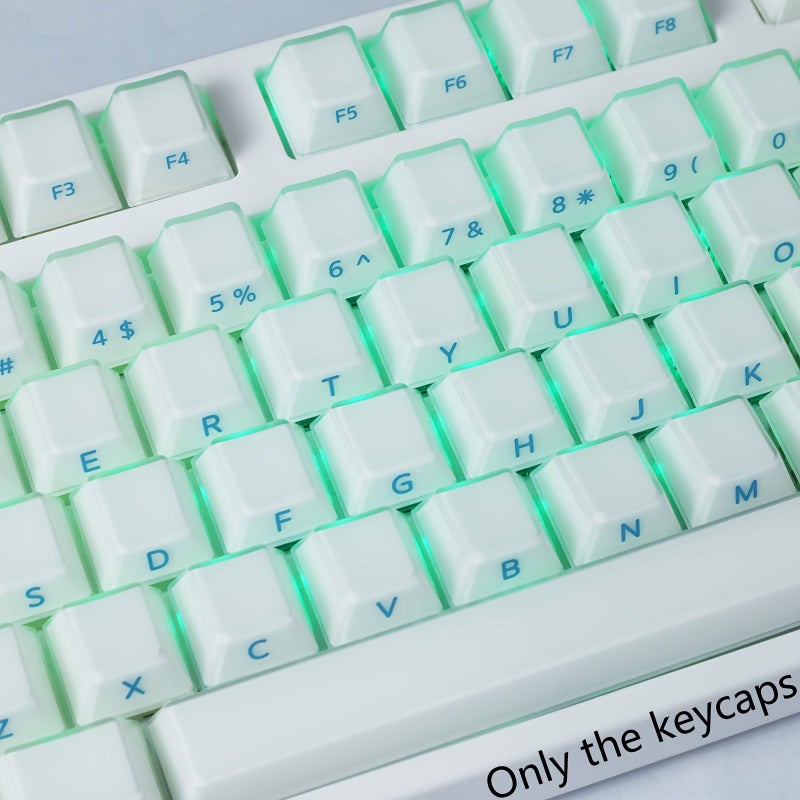 Blue Characters Translucent Frosted Crystal Keycaps Cherry Profile Side Engraved 6.25U Spacebar MX Switch Mechanical Keyboard - Image 5