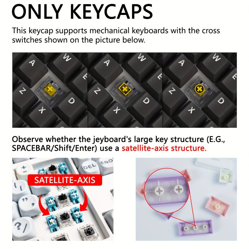 Blue Characters Translucent Frosted Crystal Keycaps Cherry Profile Side Engraved 6.25U Spacebar MX Switch Mechanical Keyboard - Image 3