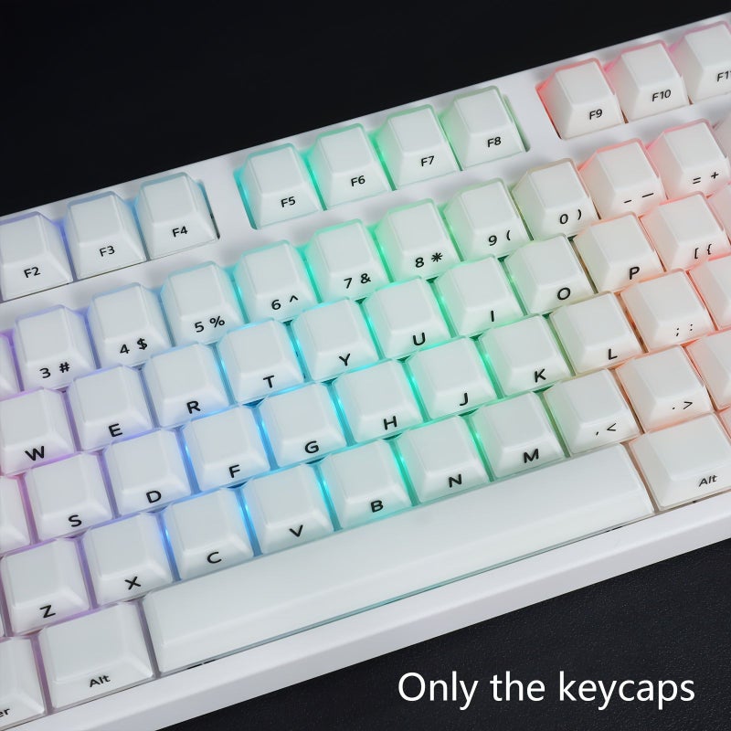 Blue Characters Translucent Frosted Crystal Keycaps Cherry Profile Side Engraved 6.25U Spacebar MX Switch Mechanical Keyboard - Image 4
