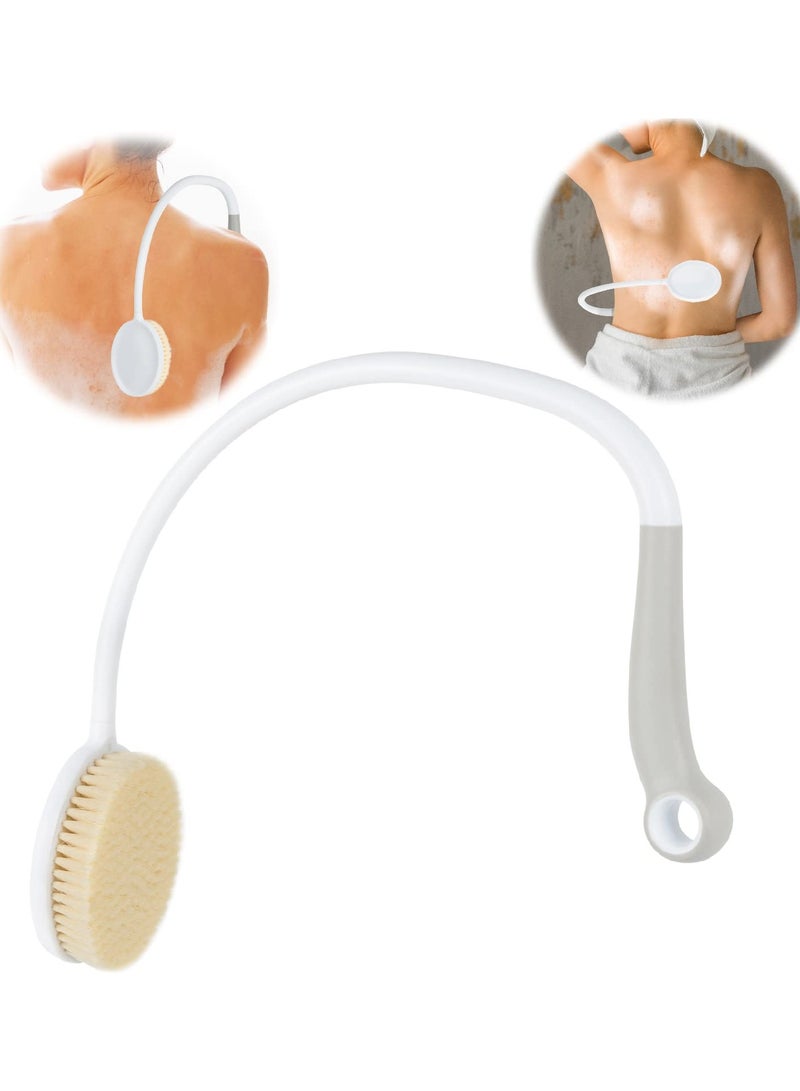 Excefore Back Bath Brush Long Handle for Shower, Curved Back Scrubber for The Elderly, Disabled, Limited Mobility, U-Shaped Body Shower Brush for Man and Woman, 27.56” Length - Image 1