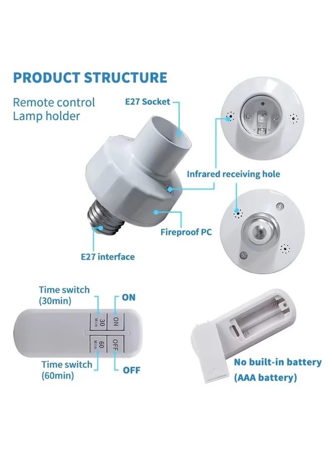 1 قطعة حامل لمبة E27 بالأشعة تحت الحمراء مؤقت 2 سرعة 15-30 دقيقة تشغيل فوري إضاءة ذكية - Image 5