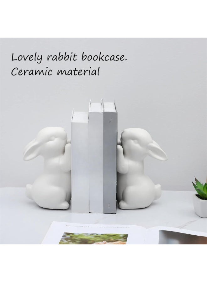 حاملات كتب مزخرفة - حاملات كتب متينة - سدادة كتب مزخرفة غير قابلة للانزلاق - حاملات كتب على شكل أرنب لطيف للأرفف والدراسة والمكتب - Image 5