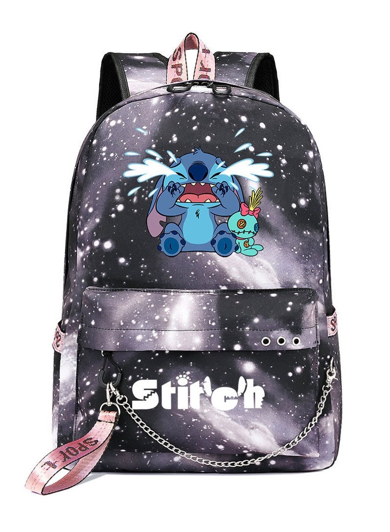 Stitch Printed Youth Casual Woven Strap Backpack