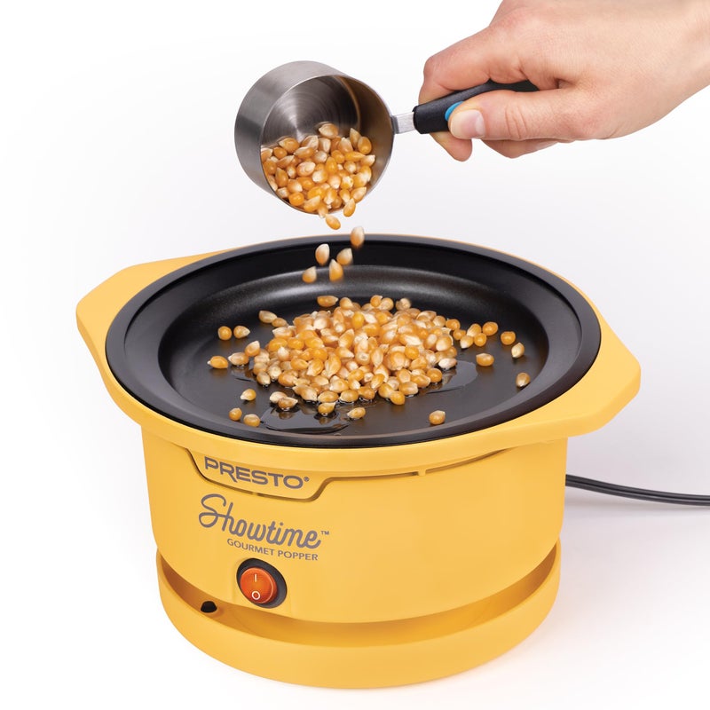 Presto! Presto 05206 Showtime Gourmet Oil Popcorn Popper - 9-Cups, Built-In Serving Bowl, Compact Design, Ceramic Nonstick, PFAS Free, Yellow - Image 5