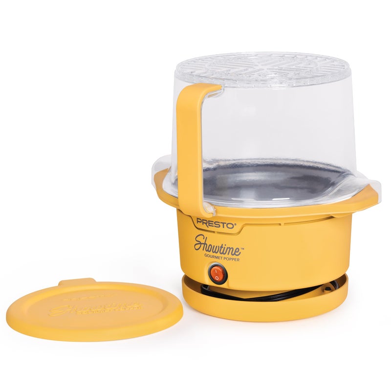 Presto! Presto 05206 Showtime Gourmet Oil Popcorn Popper - 9-Cups, Built-In Serving Bowl, Compact Design, Ceramic Nonstick, PFAS Free, Yellow - Image 3