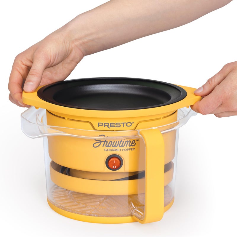 Presto! Presto 05206 Showtime Gourmet Oil Popcorn Popper - 9-Cups, Built-In Serving Bowl, Compact Design, Ceramic Nonstick, PFAS Free, Yellow - Image 2