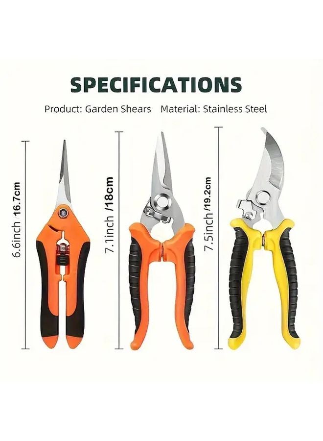 Stainless Steel 3 Piece Garden Shears For Pruning Branches And Lawn Care - Image 4
