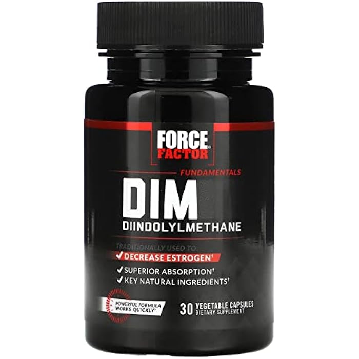 Force Factor حبوب فورس فاكتور DIM لتقليل الإستروجين لدى الرجال، مكمل دايندوليلميثان بمكونات طبيعية رئيسية وامتصاص فائق، دايندوليلميثان 300 ملغ، يعمل بسرعة، 30 كبسولة - Image 3