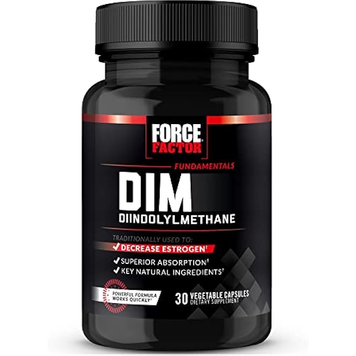Force Factor حبوب فورس فاكتور DIM لتقليل الإستروجين لدى الرجال، مكمل دايندوليلميثان بمكونات طبيعية رئيسية وامتصاص فائق، دايندوليلميثان 300 ملغ، يعمل بسرعة، 30 كبسولة - Image 4