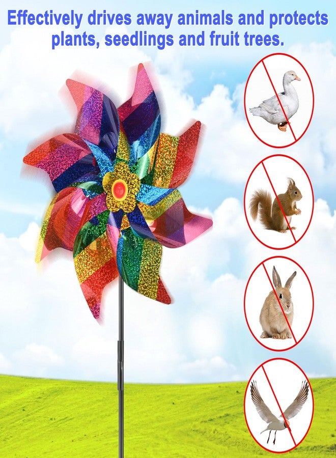 M METERXITY 1-Pack Flower Wind Spinner Sparkly Lawn Pinwheels, 20 Inch Plastic Reflective Pinwheels for Party Decorations/Yard/Garden, Colorful Rainbow Garden Windmill [Colorful] - Image 5