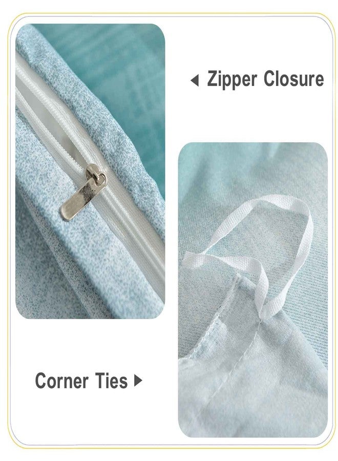 ETDIFFE Teal Duvet Cover Queen Size, 3pc Modern Grey and Blue Gradient Striped Microfiber Comforter Cover Set, Farmhouse Soft and Lightweight Abstract Ombre Pattern Quilt Cover (90x90) for Women Teen - Image 5