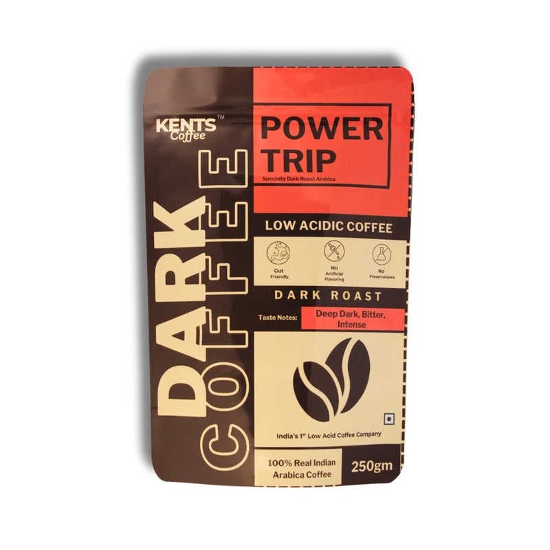 Kents Coffee قهوة كينتس باور تريب - قهوة محمصة داكنة (طحن خشن) | عميق، داكن ومر | تحميص فرنسي | الأفضل للفرنش بريس، الشاني و البرد | 100% أرابيكا | حموضة منخفضة (250غ) - Image 1