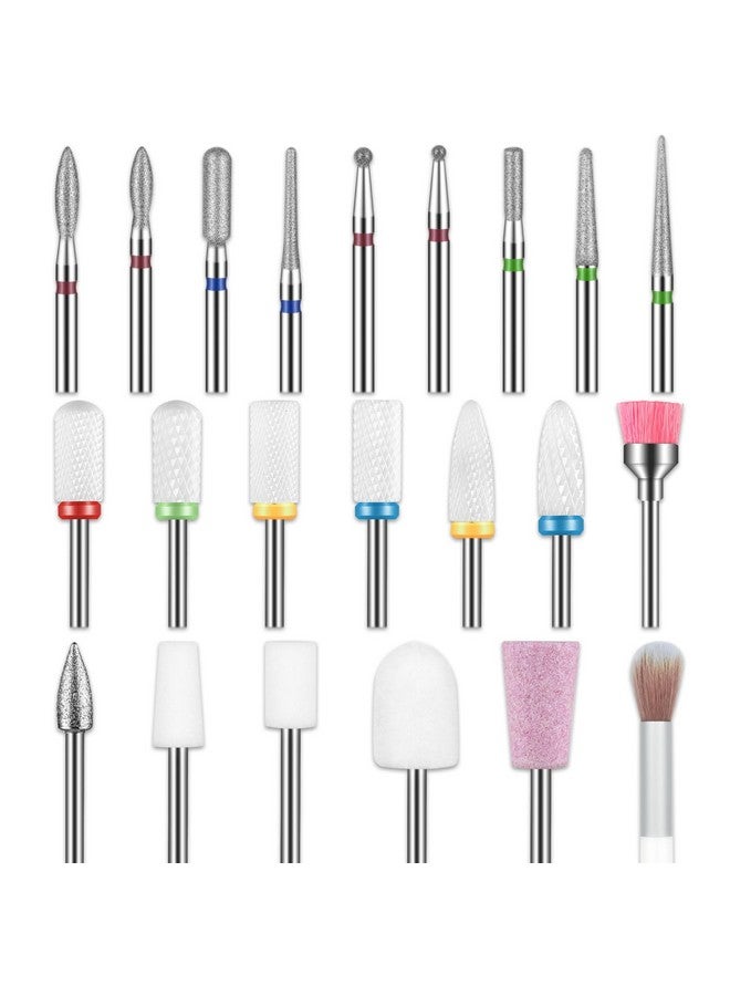 Depvko 22Pcs Nail Drill Bits Set, Professional 3/32'' Ceramic Diamond Safety Drill Bits Nail Tech, Cuticle Remover Drill Bit For Acrylic Gel Efile Nail Drill, Nail Manicure Pedicure Set, Salon Home - Image 1