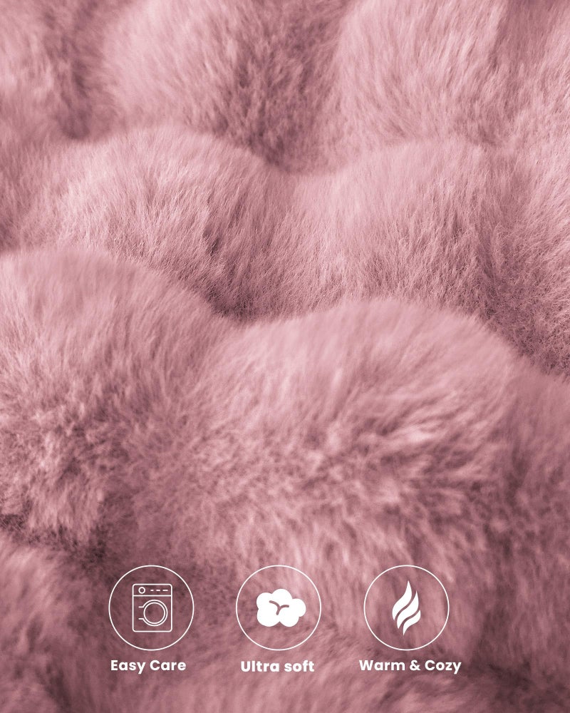 blunique Ultra Soft Cozy Faux Fur Throw Blanket, Fuzzy Plush Thick Bubble Blanket, Oversize Luxury Fluffy Blanket for Couch, Sofa, Bedroom, and Living Room,50x60 Inches,Pink - Image 5