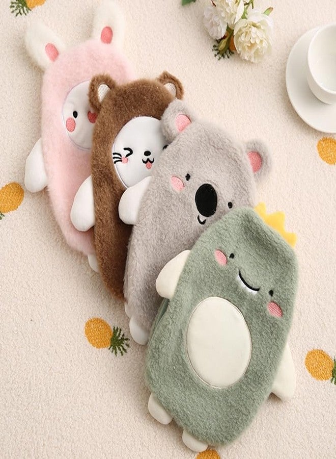 FYCAN Mini Size Cute Cartoon Designs Rubber + Plush Hot and Cold Winter Water Bag Bottle for Portable Heater Therapy Hand Warmer Kids Students Pocket Hot Bags Menstrual and Pain Hand-1-Multi (Grey) - Image 3