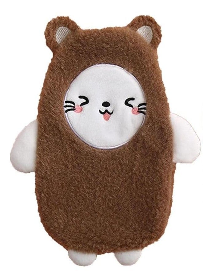 FYCAN Mini Size Cute Cartoon Designs Rubber + Plush Hot and Cold Winter Water Bag Bottle for Portable Heater Therapy Hand Warmer Kids Students Pocket Hot Bags Menstrual and Pain Hand-1-Multi (Grey) - Image 1
