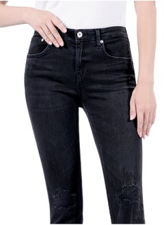 Web Denim Web Denim Women's Mid Rise Skinny Jeans - Knee Rip Stretchable Denim Pants  - Image 4