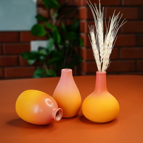 Ekhasa Nostrae by Ekhasa Ceramic Bud Flower Vase Set of 3 | Mini Flower Vases Combo for Living Room, Dining Table or Office Decor | Gift Item Pack for Housewarming Ceremony | Center Table Small Decor Items - Image 1