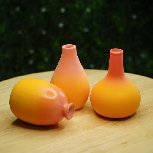 Ekhasa Nostrae by Ekhasa Ceramic Bud Flower Vase Set of 3 | Mini Flower Vases Combo for Living Room, Dining Table or Office Decor | Gift Item Pack for Housewarming Ceremony | Center Table Small Decor Items - Image 2