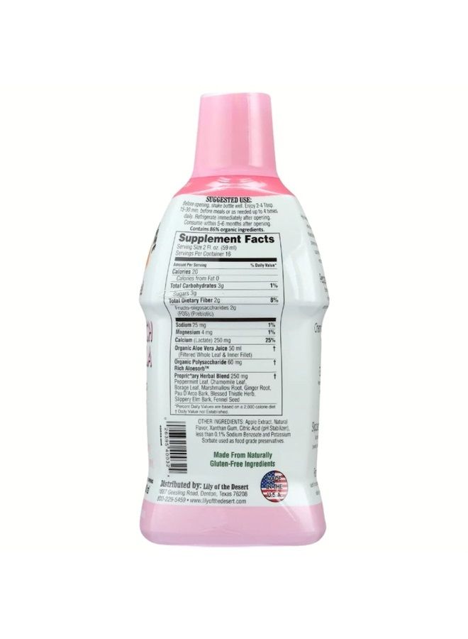 Lily Of the Desert Lily of the Desert Stomach Formula, Organic Aloe Vera Juice with Slippery Elm, Chamomile, Peppermint, and Ginger for Gut Health, Acid Reflux, Heartburn Relief, 32 Oz (Pack of 2)