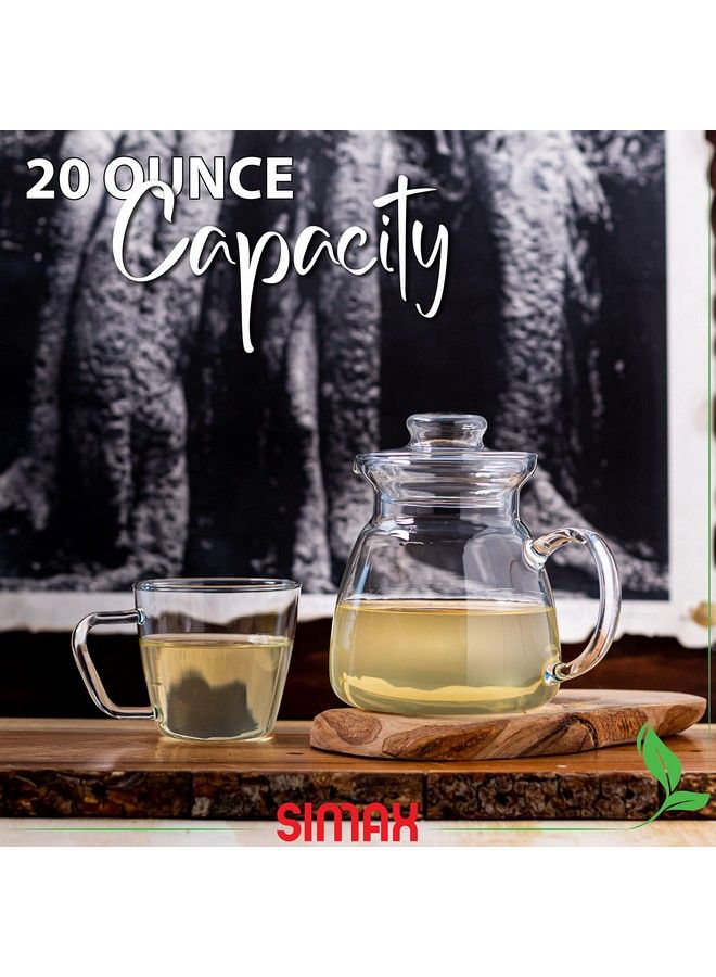 SIMAX Glassware 20 Oz. Glass Teapot | Short Spout Microwave And Stovetop Safe Heat Cold And Thermal Shock Resistant Borosilicate Glass Makes A Stunning Presentation - Image 5