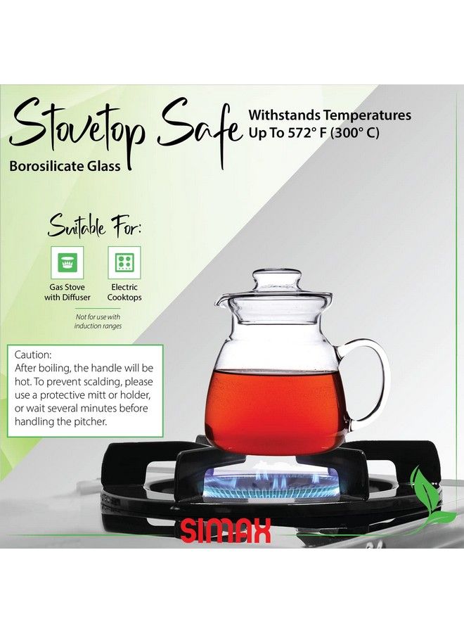 SIMAX Glassware 20 Oz. Glass Teapot | Short Spout Microwave And Stovetop Safe Heat Cold And Thermal Shock Resistant Borosilicate Glass Makes A Stunning Presentation - Image 3