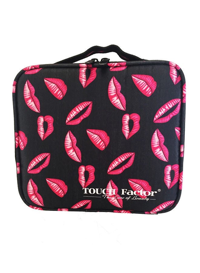 نيبمينينت صندوق لمستحضرات التجميل مطبوع عليه صورة شفاه أسود/أحمر - Image 1