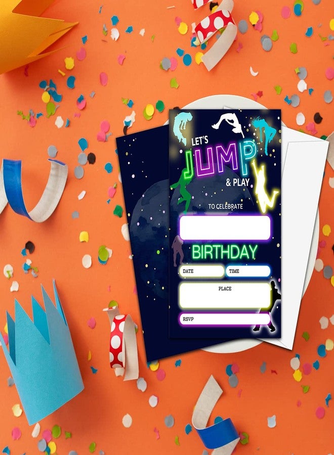 NYCTUG Let's Jump & Play Theme Birthday Invitation(4" X 6"), Bounce House, Trampoline Birthday Double-Sided Party Invites- 20 Invitations With Envelopes-Party Supplies-A08 - Image 5