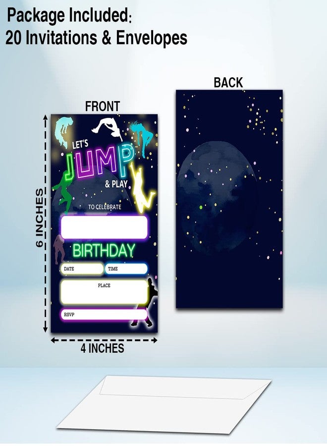 NYCTUG Let's Jump & Play Theme Birthday Invitation(4" X 6"), Bounce House, Trampoline Birthday Double-Sided Party Invites- 20 Invitations With Envelopes-Party Supplies-A08 - Image 4