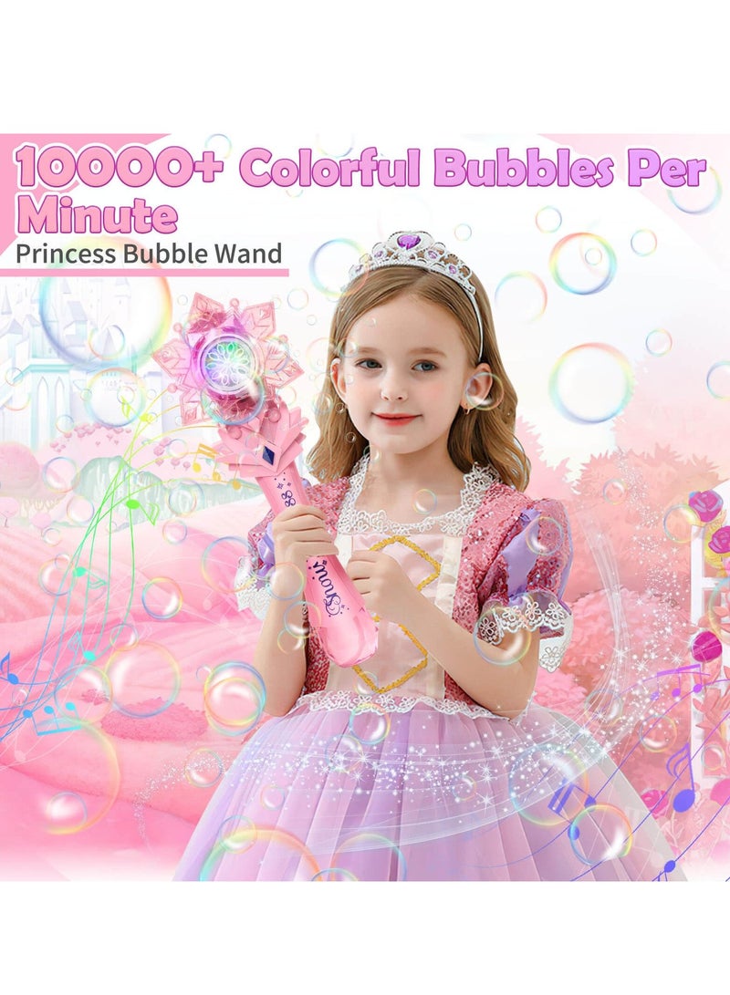 SOLARAE Bubble Wands for Kids Light Up Princess Wand Toys for Girls Ages 3-8 Handheld Bubble Machine for 3-6 Year Olds Bubble Party Favors for Outdoor Play - Image 2