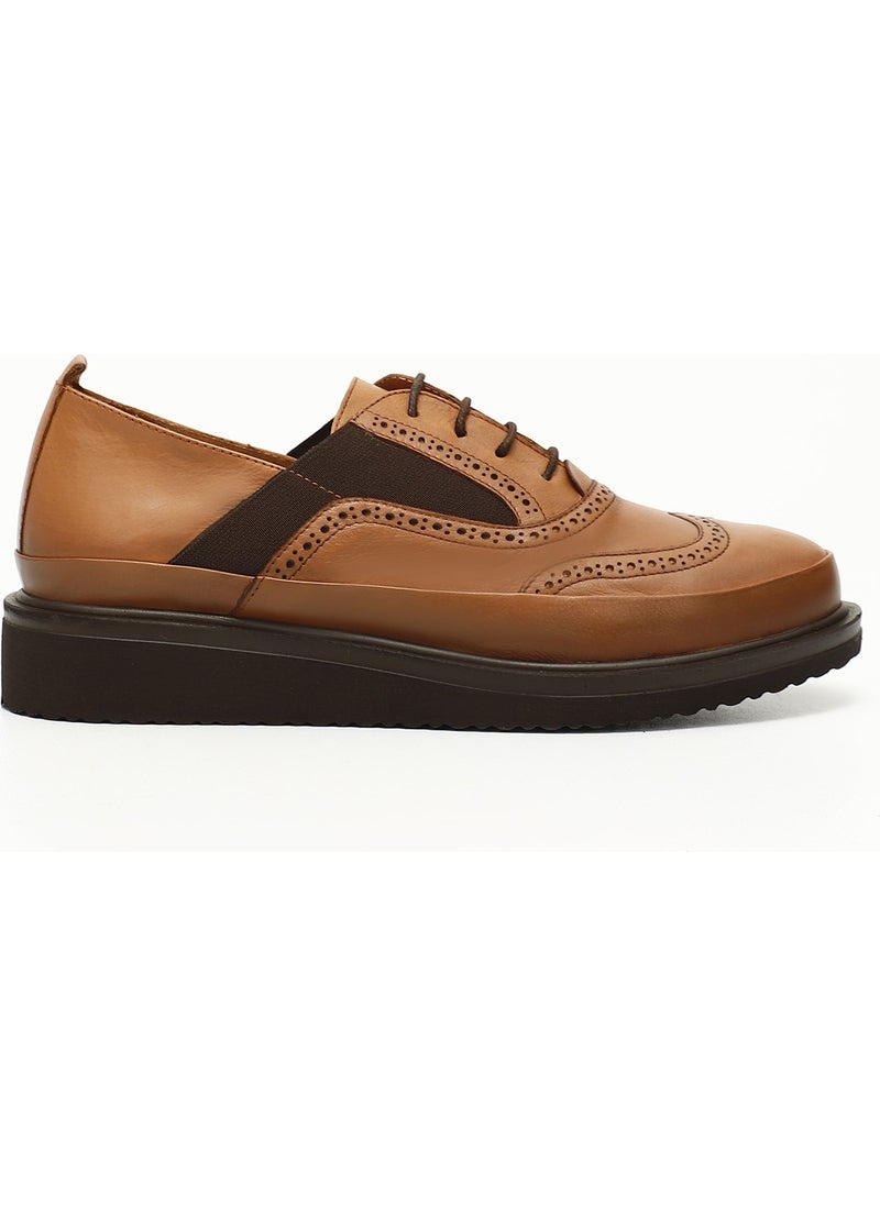 Gönderi(r) Gön Genuine Leather Round Toe Wedge Sole Lace-Up Elastic Women's Shoes 24084  - Image 1