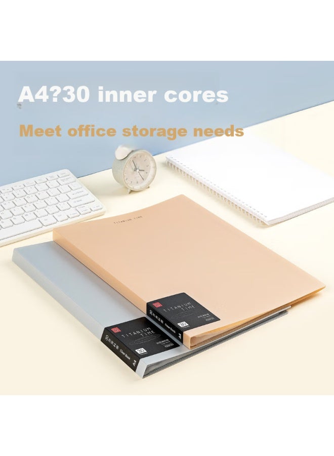 Fizz A4/30-page Doent Folder Pp Waterproof File Holder Exam Paper Organizer Classification Storage Bag File Folder Insert Pocket Rose Gold Fz33731 - Image 1