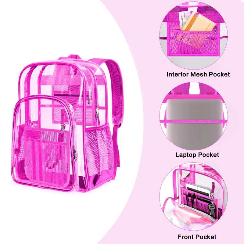 PAMANO Clear Backpack Transparent Heavy Duty School PVC Bookbag See Through Bag Boys and Girls for College Work Travel Security - Image 2