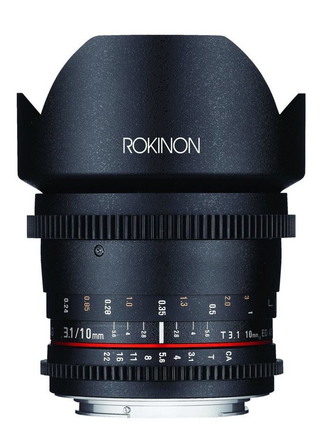 Rokinon DS10M-MFT 10mm T3.1 Cine Wide Angle Lens for Olympus and Panasonic Micro Four Thirds, Black - Image 1