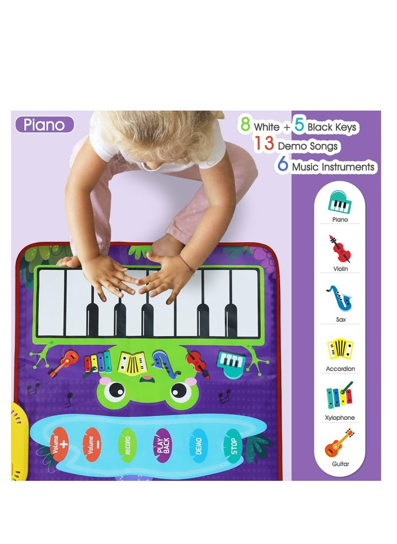 Generic Piano Activity Gym Play Mat,Musical Mat for Boys Girls Gift, Baby Toys 2-in-1 Toddler Musical Toys Piano Keyboard Drum Mat with 2 Sticks, Early Education Learning Floor Blanket for 1 2 3 4 5 Year Old Kids Birthday Present  - Image 3