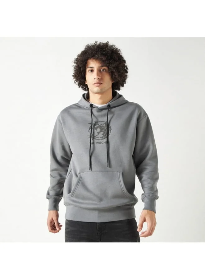 SP Characters Attack on Titan Print Hoodie with Long Sleeves and Kangaroo Pocket