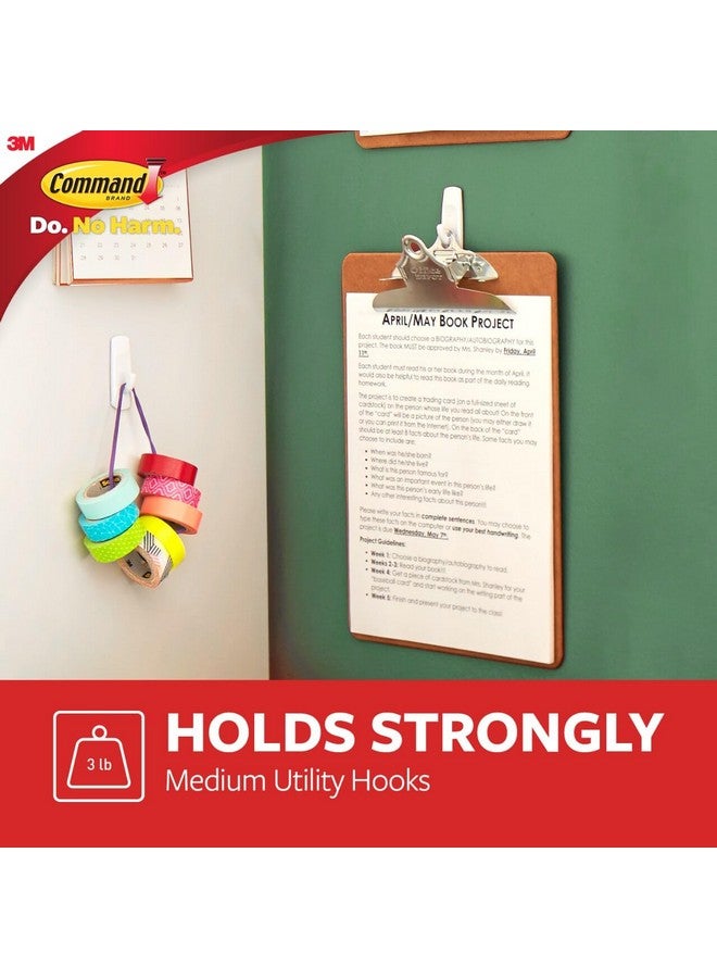 كوماند خطافات Command متوسطة الحجم، خطافات حائط معلقة مقاومة للتلف مع شرائط لاصقة، خطافات حائط بدون أدوات لتعليق الأغراض التنظيمية في أماكن المعيشة، 9 خطافات بيضاء و12 شريط Command - Image 3