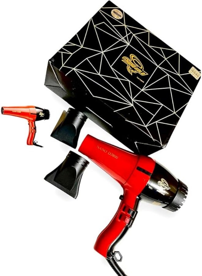 مجفف شعر نانو جولد 2500 وات هواء بارد وساخن لتجفيف وفرد الشعر سريعاً سلك دوار 360 درجة بطول 2 متر تصميم احترافي - صناعة كورية - Image 3