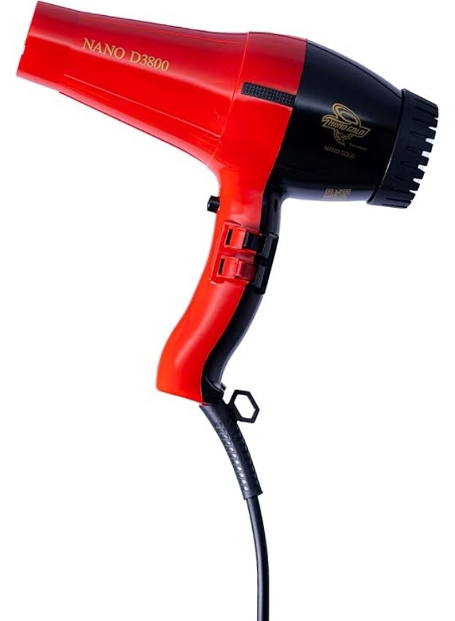 مجفف شعر نانو جولد 2500 وات هواء بارد وساخن لتجفيف وفرد الشعر سريعاً سلك دوار 360 درجة بطول 2 متر تصميم احترافي - صناعة كورية - Image 4