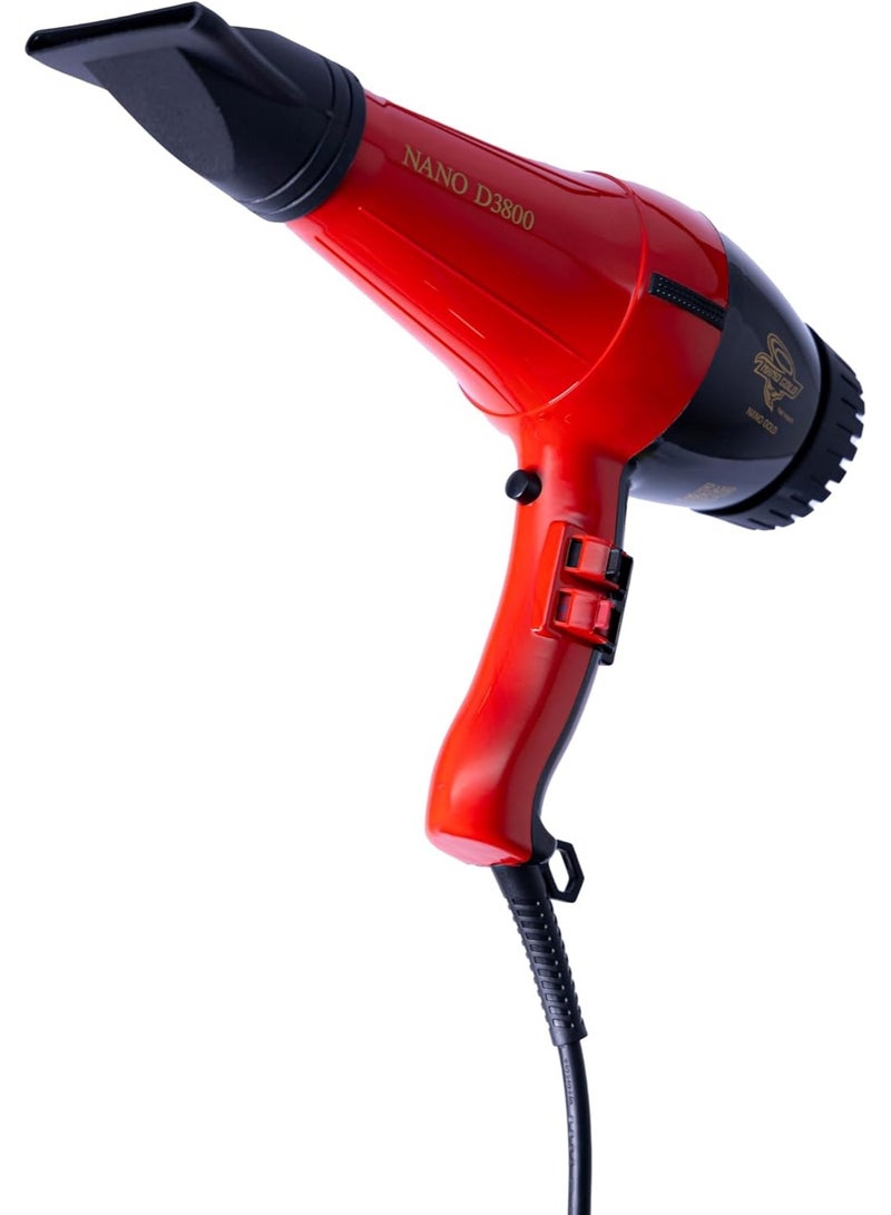 مجفف شعر نانو جولد 2500 وات هواء بارد وساخن لتجفيف وفرد الشعر سريعاً سلك دوار 360 درجة بطول 2 متر تصميم احترافي - صناعة كورية - Image 2