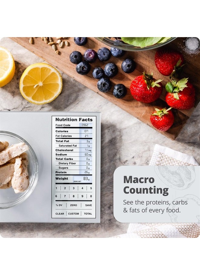 Greater Goods - Nutrition Scale, Food Grade Glass, Calorie Counting Scale, Meal Prep Scale, and Weight Loss Scale, Designed in St. Louis, Silver - Image 1