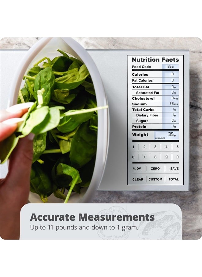 Greater Goods - Nutrition Scale, Food Grade Glass, Calorie Counting Scale, Meal Prep Scale, and Weight Loss Scale, Designed in St. Louis, Silver - Image 1