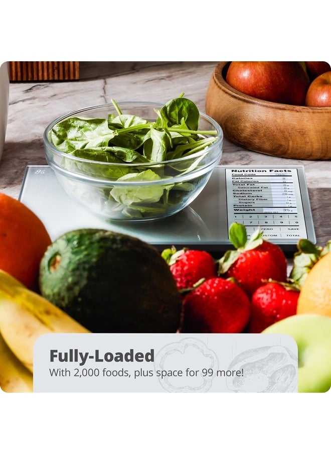Greater Goods - Nutrition Scale, Food Grade Glass, Calorie Counting Scale, Meal Prep Scale, and Weight Loss Scale, Designed in St. Louis, Silver - Image 1
