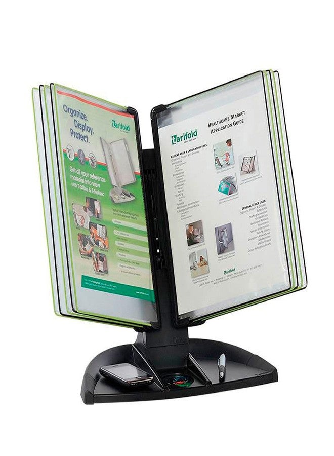 Tarifold Black Line Desktop Reference System with 10 Green/Black Display Pockets - Letter-Size - 20 Sheet Capacity (DBL291) - Image 3
