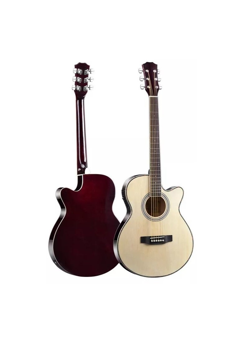 MegArya Cutaway Electro Acoustic Guitar with 4 Band EQ Natural  - Image 1