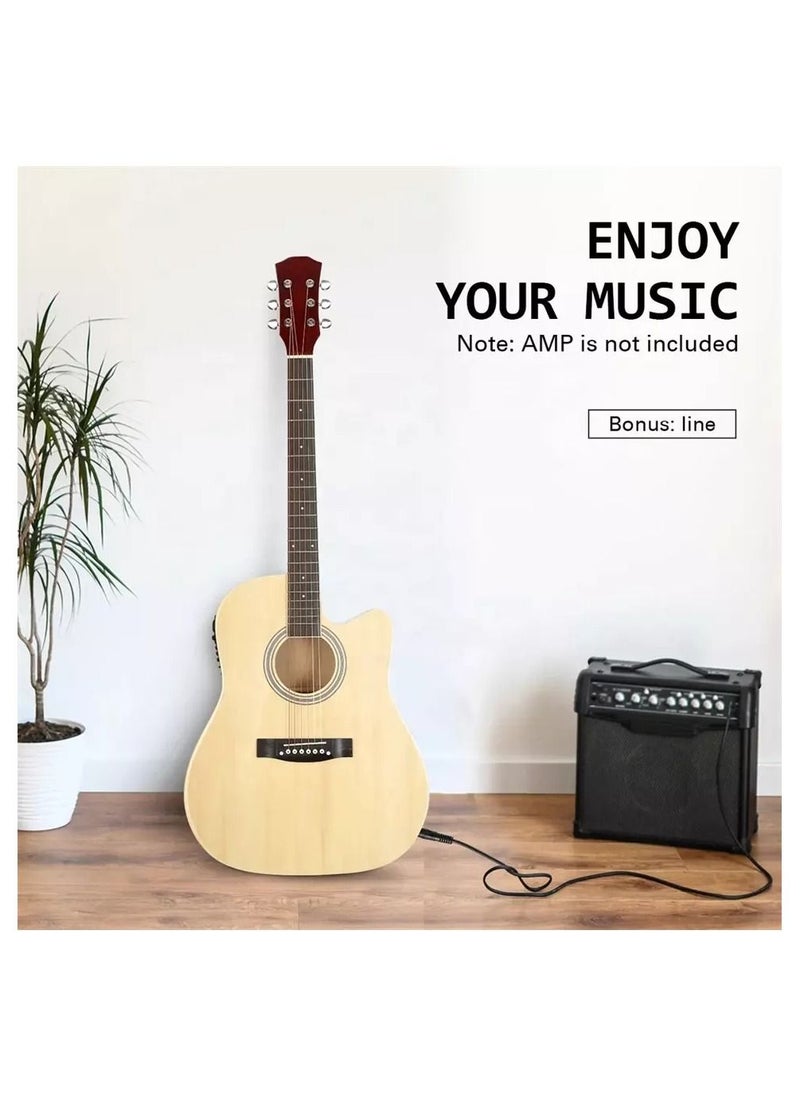 MegArya Cutaway Electro Acoustic Guitar with 4 Band EQ Natural  - Image 4