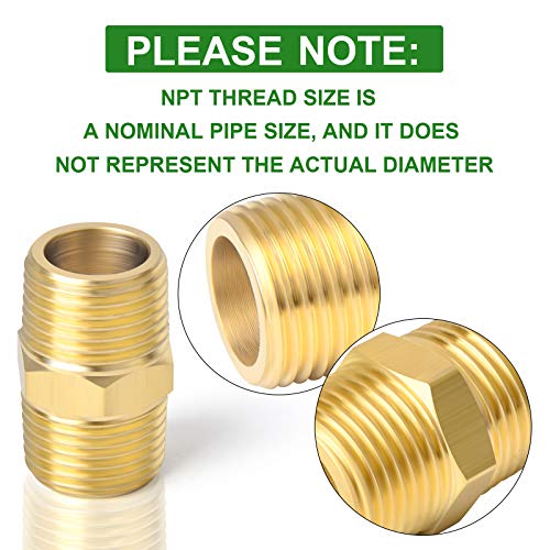 TAISHER 5PCS Brass Pipe Fitting Adapter, Hex Nipple, 3/4-Inch Male Pipe x 3/4-Inch Male Pipe - Image 3
