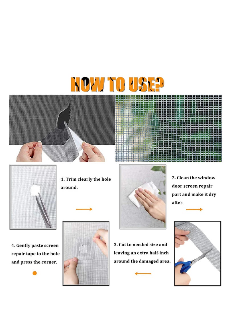 SYOSI Window Screen Repair Kit Screen Repair Patch Tape Stribg Adhesive Backing for Doors DIY Fiberglass Covering Mesh for Repairing Tears Holes Fixing Waterproof Ventilated 2PCS - Image 4