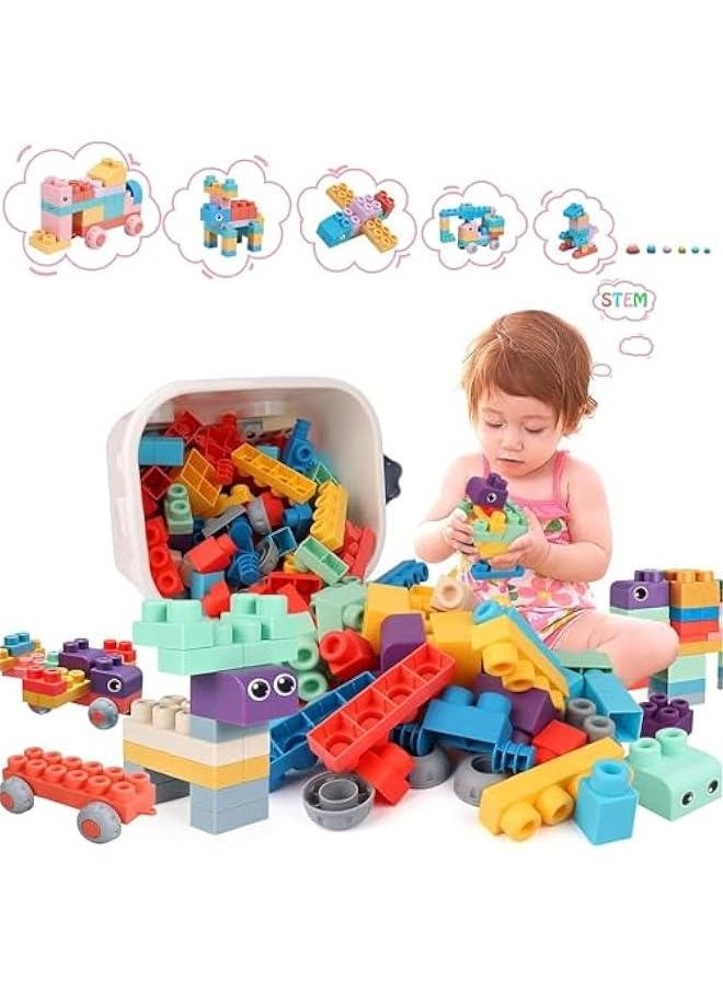 HOOKOR Soft Building Block Sets for Kids Aged 18 months to 6 years old.Top STEM Building Blocks for preschool.Large Construction Block Toys for Toddler to Improve Imagination、Creativity、Hands-on Ability  - Image 1