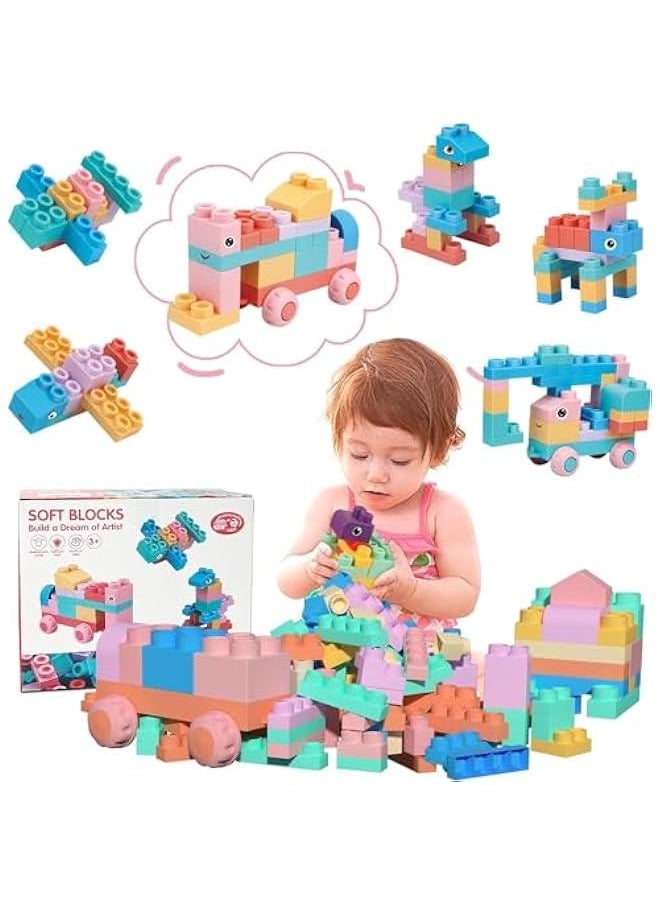 HOOKOR Soft Building Block Sets for Kids Aged 18 months to 6 years old.Top STEM Building Blocks for preschool.Large Construction Block Toys for Toddler to Improve Imagination、Creativity、Hands-on Ability  - Image 2